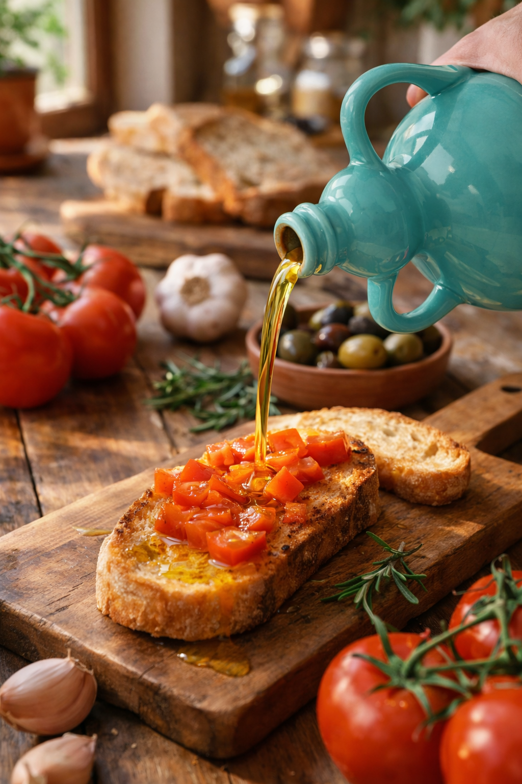 Olio Extravergine di Oliva Coratina Pugliese – Orcio in Ceramica Artigianale Azzurro Tiffany 500 ml