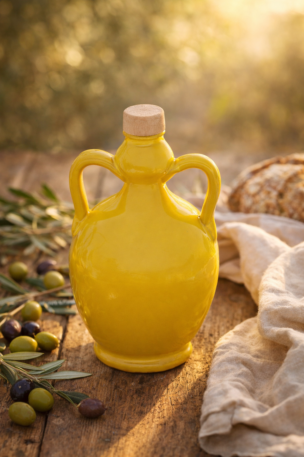 Olio Extravergine di Oliva Coratina Pugliese – Orcio in Ceramica Artigianale Giallo 500 ml