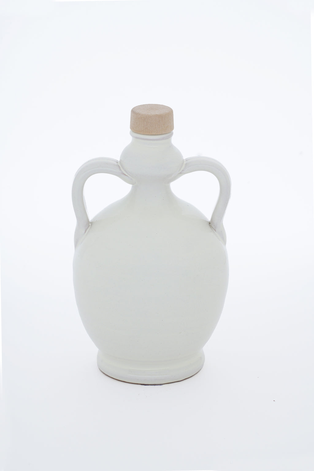 Bottiglia bianca in ceramica con tappo in sughero per Olio Extravergine di Oliva