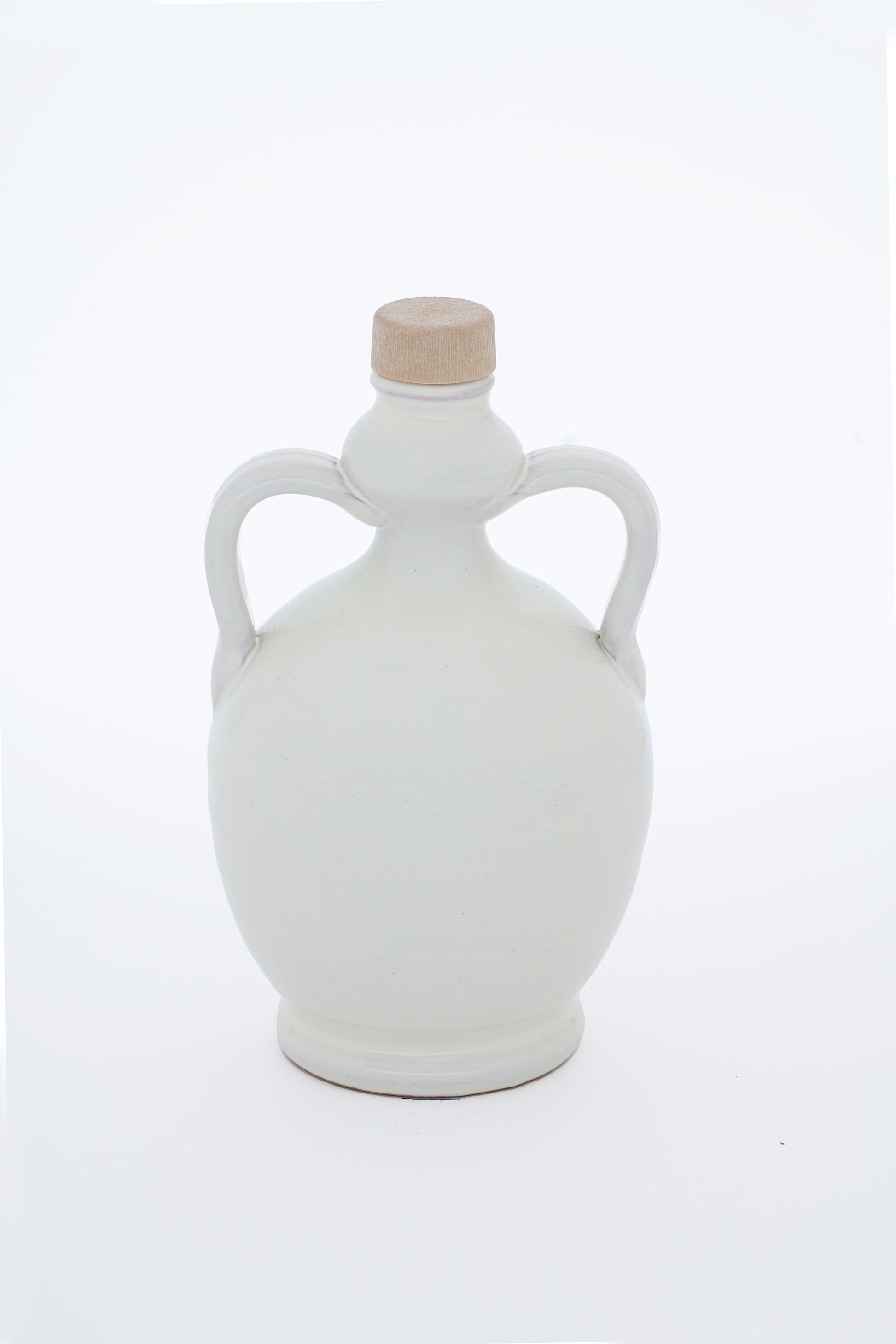 Bottiglia bianca in ceramica con tappo in sughero per Olio Extravergine di Oliva