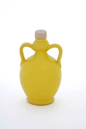 Fiasca gialla in ceramica per Olio Extravergine di Oliva con tappo di legno