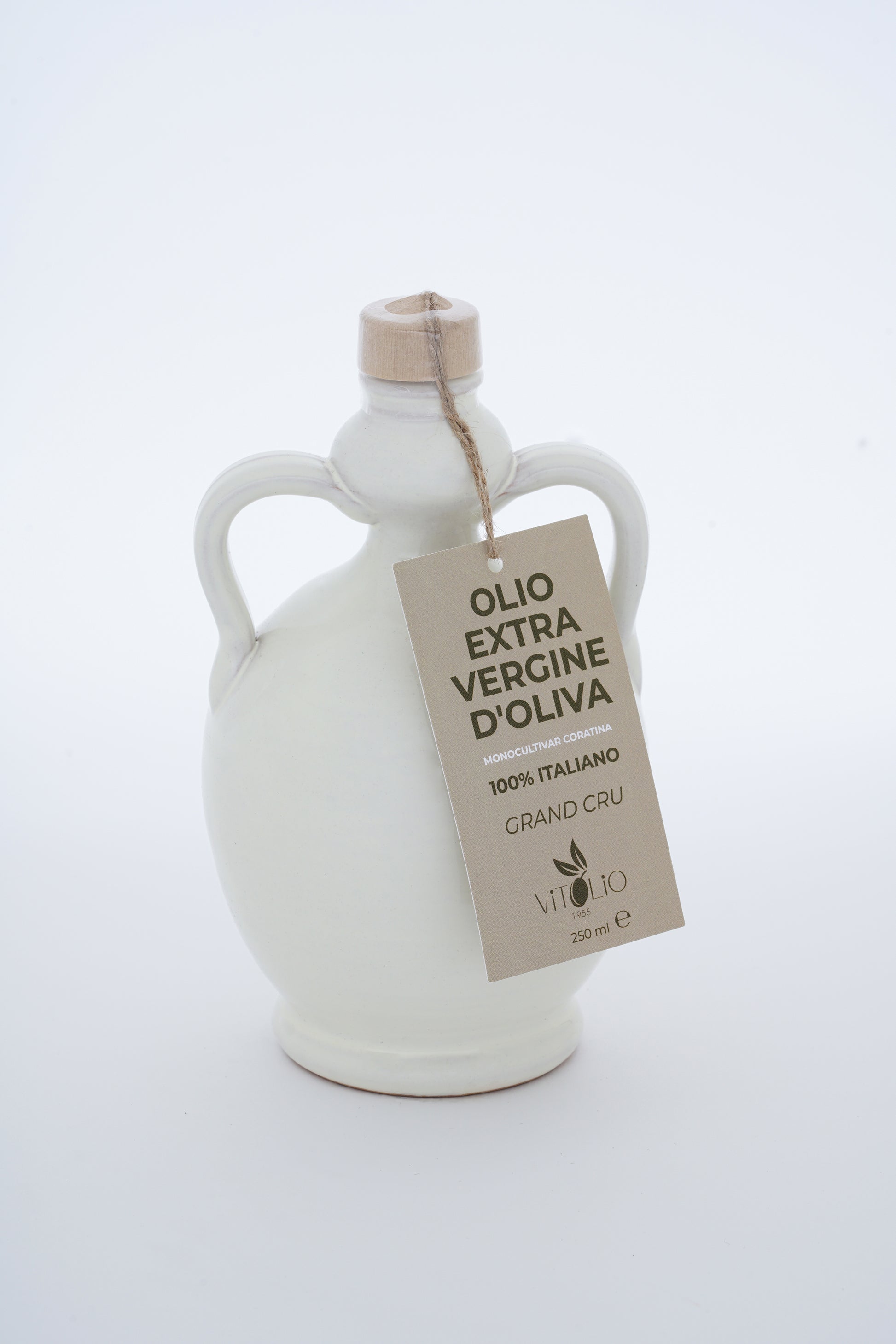 Olio Extravergine di Oliva in bottiglia di ceramica con etichetta Grand Cru  italiano